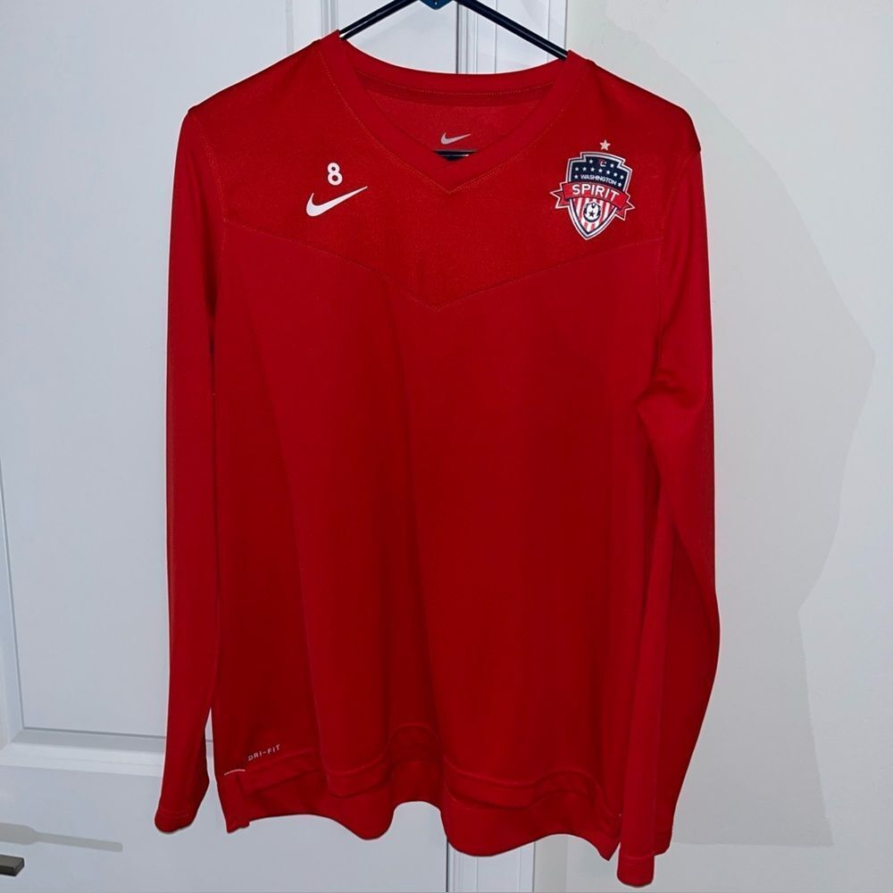 Red Nike Dri Fit 2024 Washington Spirit Soccer WarmUp Jersey #8 Hal Hershfelt XL